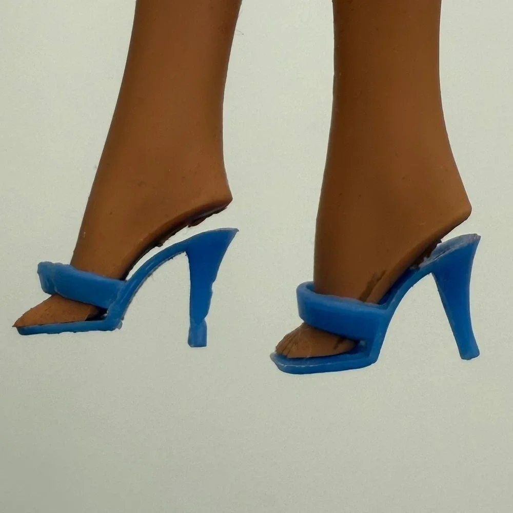 Vintage Barbie Clone Blue Opened Toe Heels – Hong Kong‎ Marked – 1960-70s